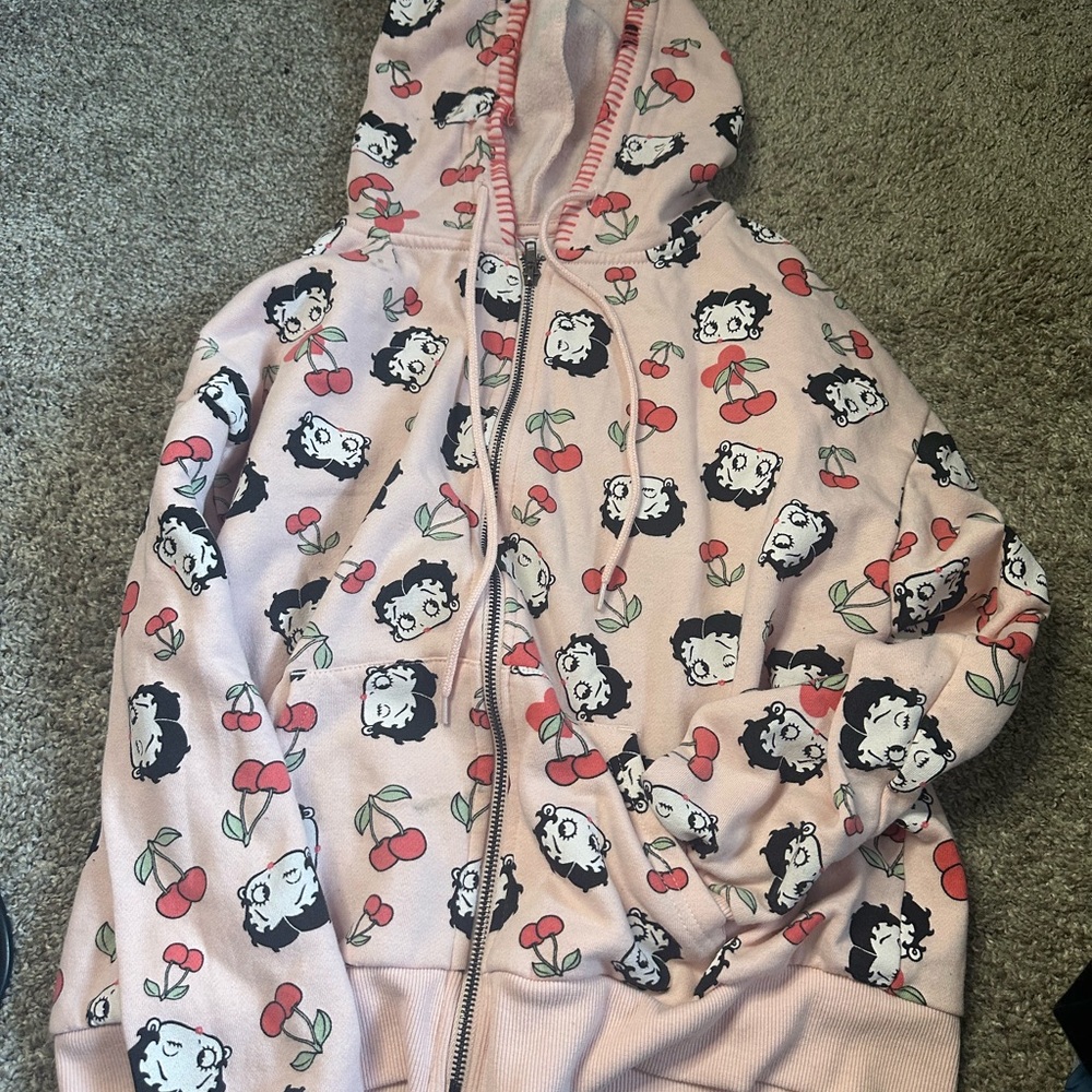 Pink Betty Boop Cherry Zip-Up Hoodie